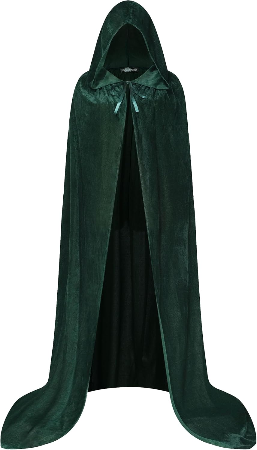 SightYoung Velvet Cloak with Hood,Velvet Cape for Men Women,Adult Halloween Witch Vampire Wizard Cosplay Cloak