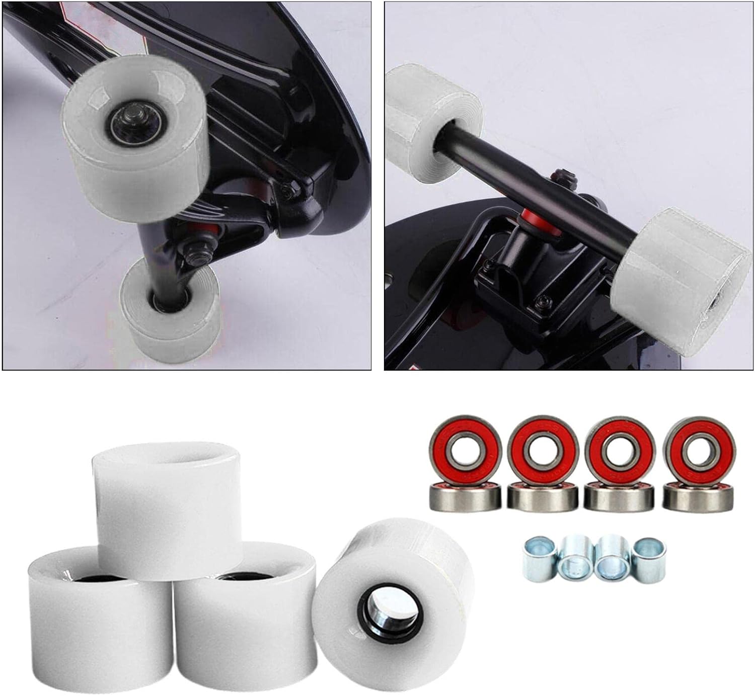 High Elasticity Roller Skate Wheels 78A 60mm PU for Outdoor Skating - Grip and Speed - for Road Skate and Roller Derby Enthusiasts - White