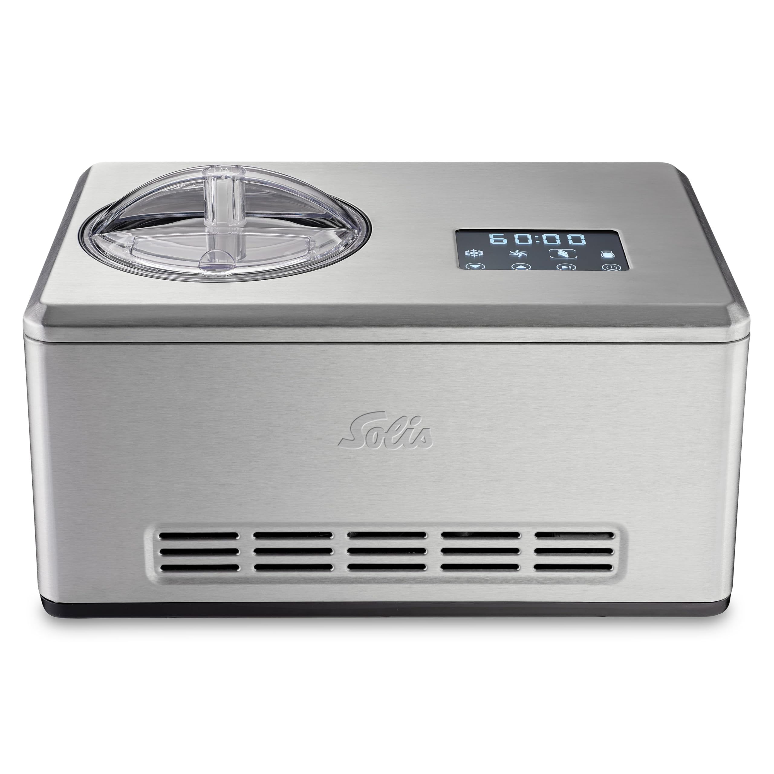 Solis Gelateria Pro Touch 8502 Eismaschine und Joghurtbereiter - Eismaschine mit Kompressor - Speiseeismaschine mit Eingebautes Kühlaggregat - Inkl. Rezeptbuch - Edelstahl