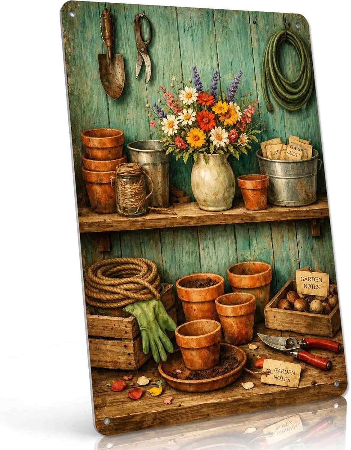 Rustic Garden Tools Vintage Metal Signs Wall Art 8X12 Inch