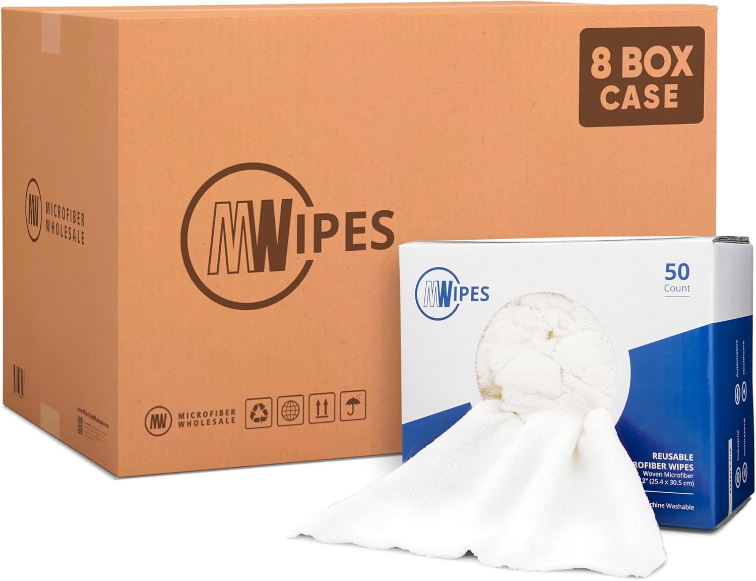 Black Microfiber Shop Towels | MWipes Reusable Shop Rags | 50 Rags in a Box | Super Absorbent, Machine Washable Hundreds of Times | Automotive, Paint, Industrial, Detailing