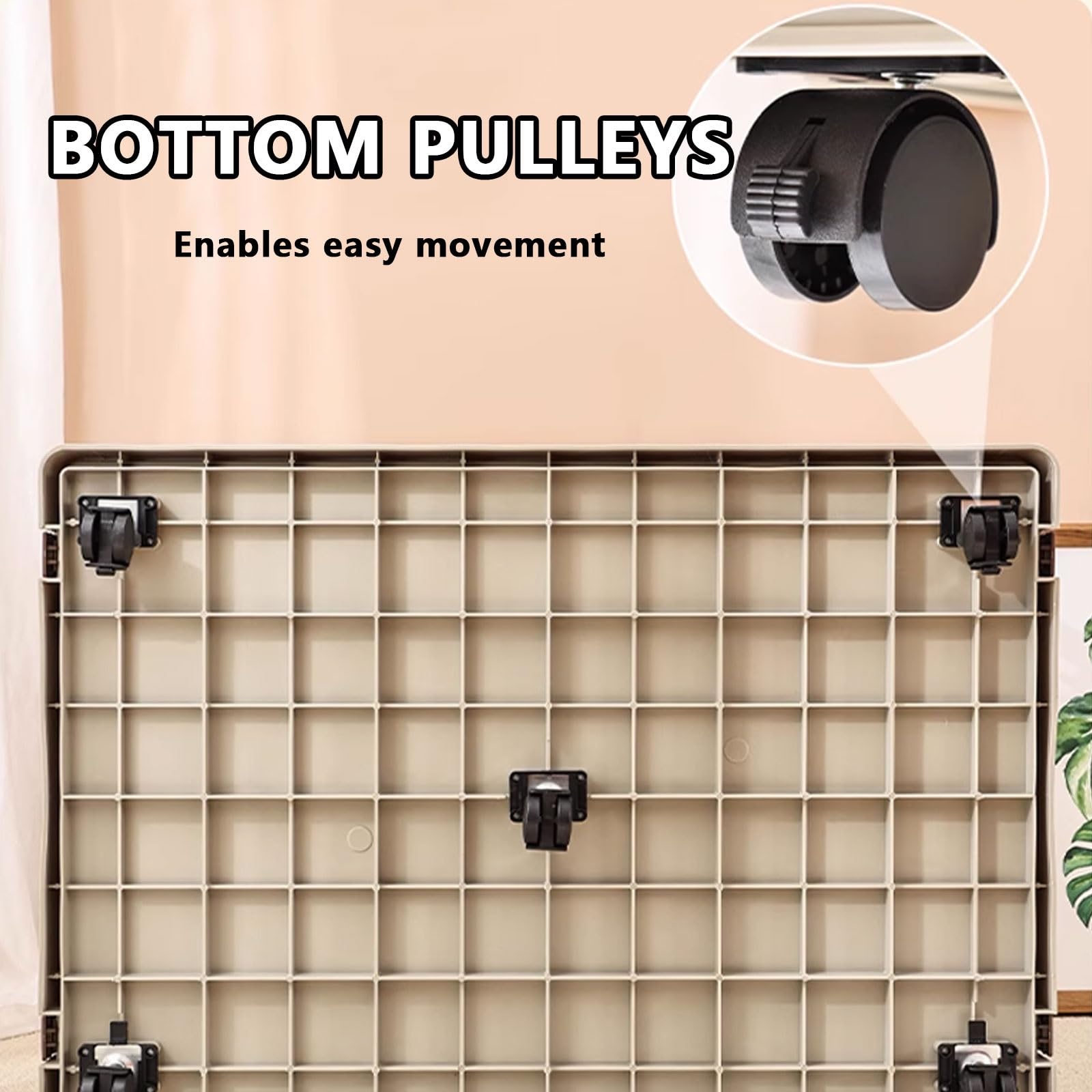 Klatka Dla Psa Niezniszczalna Przenośna Klatka Dla Psa Wykonana Z Żywicy 2 Drzwi Obrotowe Kółka Na Doles Zamykane Drzwi Udźwig 75 Kg Zdejmowana Pielucha(96 * 66.5 * 74cm)