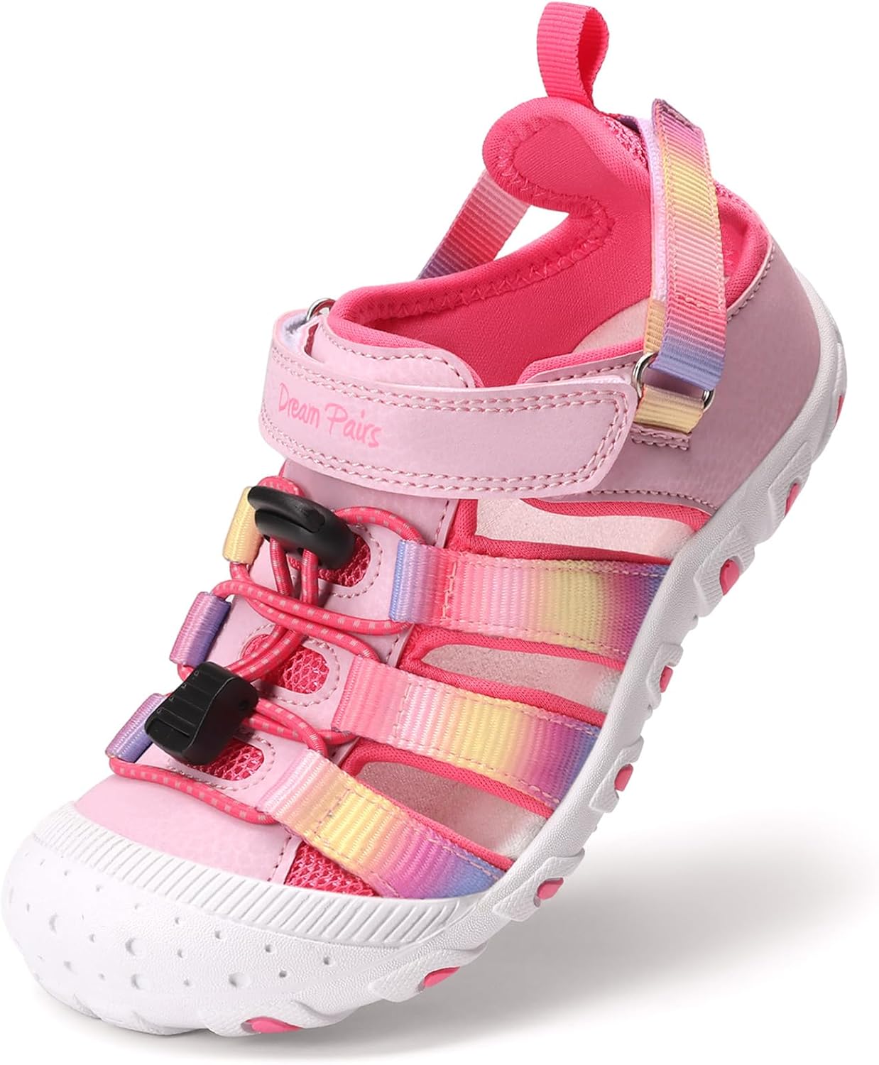 DREAM PAIRS Boys Girls Outdoor Athletic Sport Sandals Summer Hiking Beach Casual Closed Toe Rainbow Multicolor for Toddler/Little/Big Kids