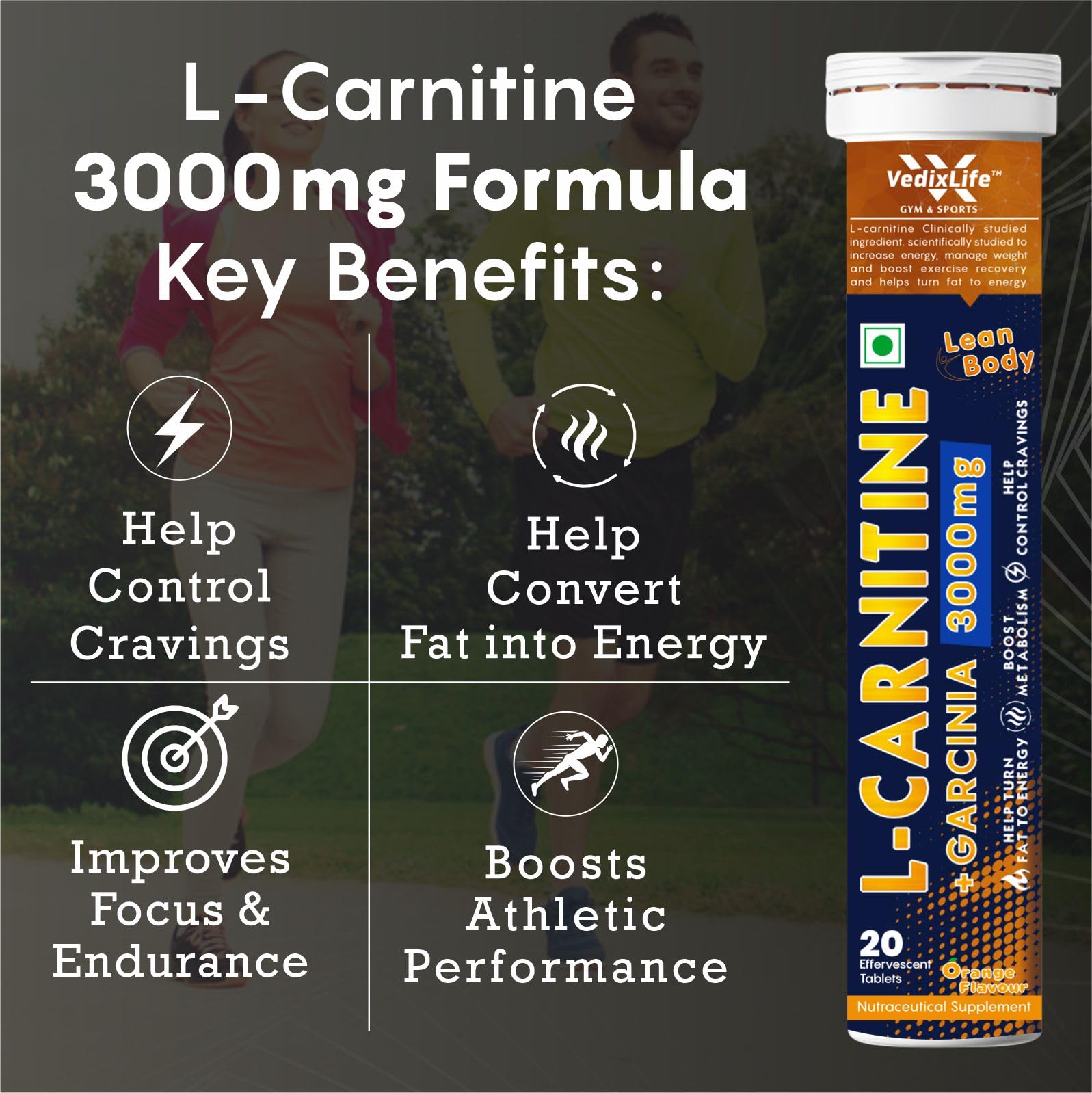 l carnitine garcinia L Carnitine 3000mg Effervescent Tablets | L Carnitine Supplement with  Garcinia Cambogia | Fat Burner for Weight Loss, Energy & Lean Body
