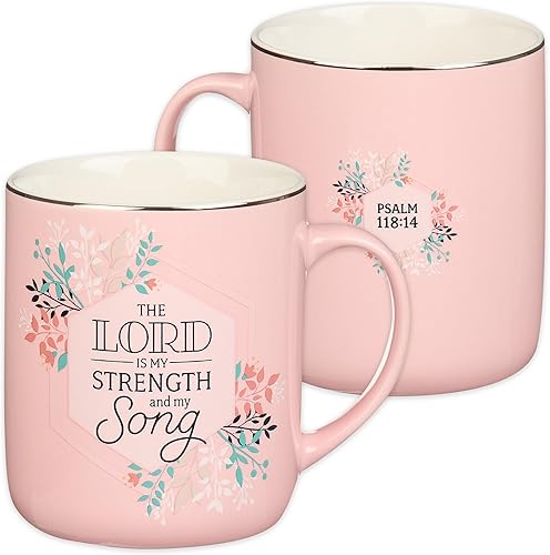 Miniatura 1 de Christian Art Gifts Taza grande de cerámica para café y té de 14 onzas para mujeres The Lord is My Strength, versículo bíblico inspirador del Salmo