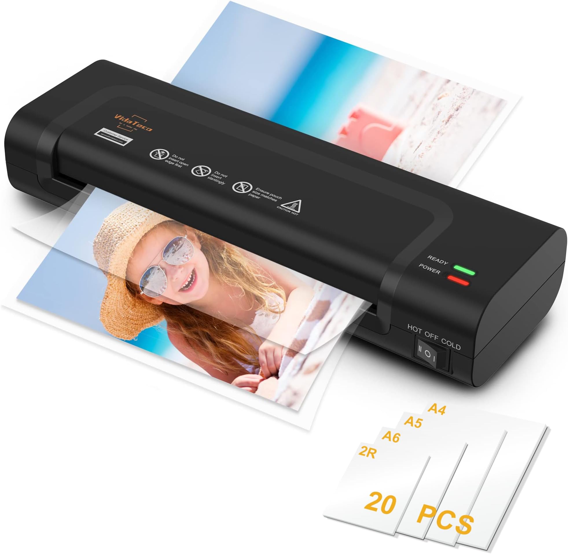 VidaTeco 9-inch Laminator Machine with 20 Laminating Sheets | Laminating Machine 8.5 x11 with 2-Min Faster Preheat, Small Personal Laminator for Teachers, Office, School, Black