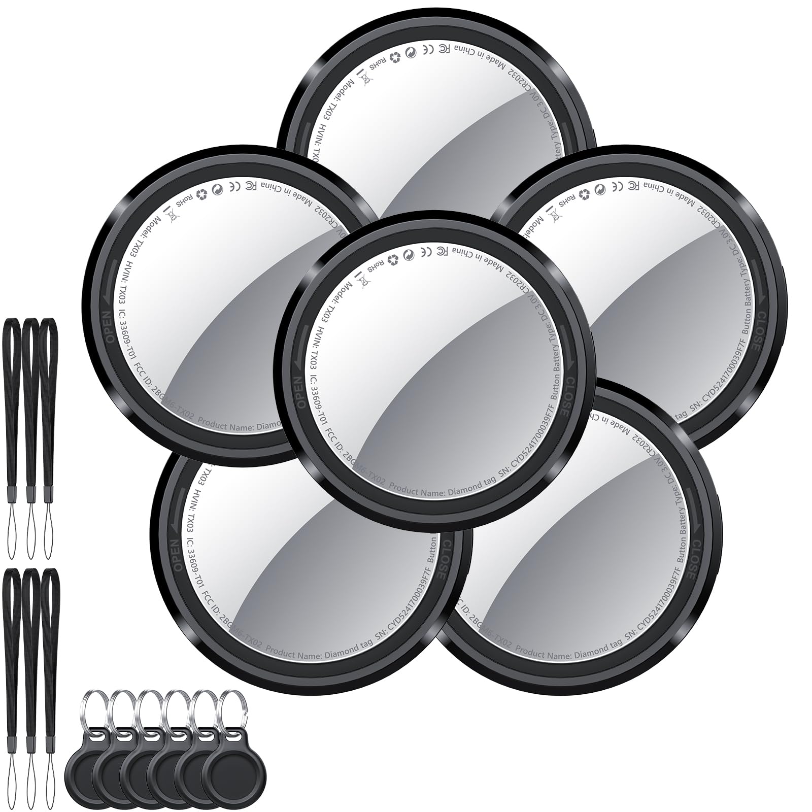 Bluetooth Localizzatore Chiavi, Smart Air Tag Tracker Compatibile con Apple Dov’è (Solo iOS), Trova Oggetti per Gatti/Chiavi/Bagagli/Valigie/Portafogli con Custodia Protettiva/Portachiavi