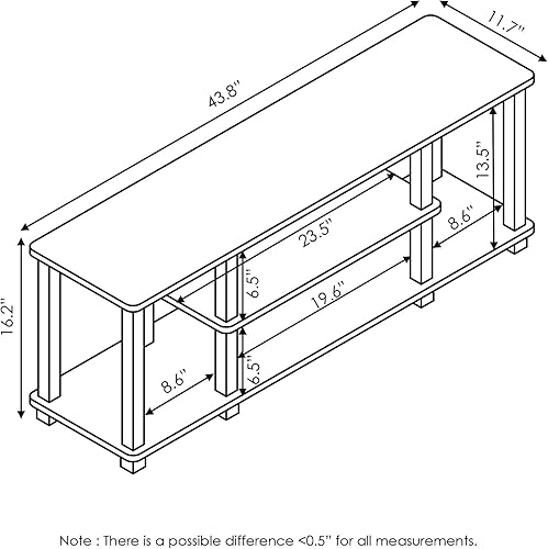 Miniatura 6 de Furinno Turn-N-Tube - Soporte para televisor de 3 niveles, 3D, sin herramientas, para televisores de hasta 50 pulgadas, con tubos cuadrados, color