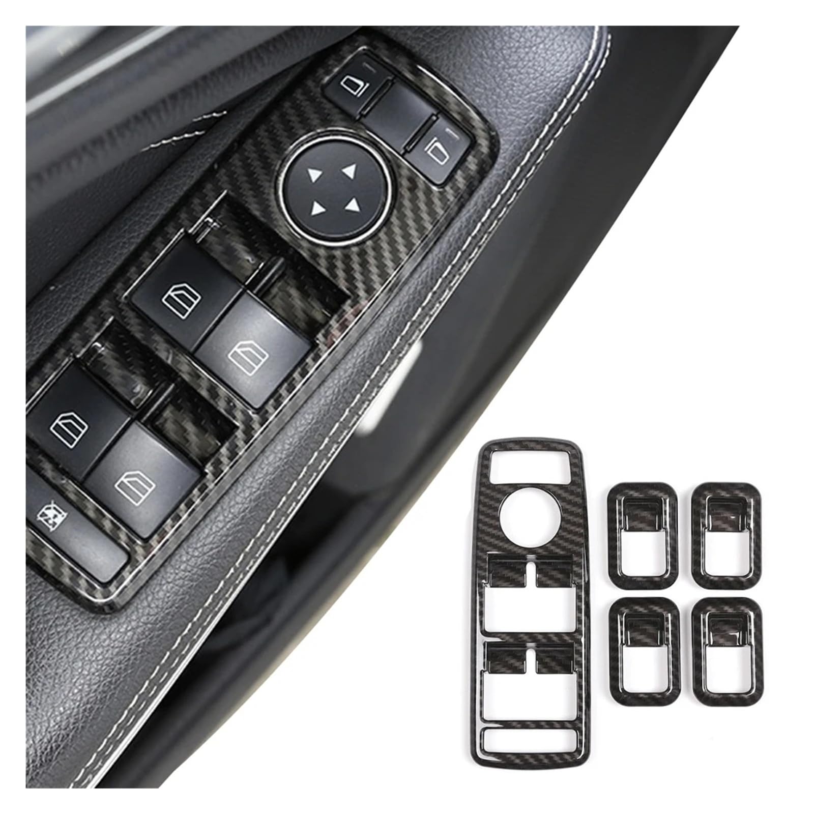 Fit For M//e//r//c//e//d//e//s b//e//n//z A B C E GLE CLA GLK Class W176 W204 W212 W166 W218 Carbon Fiber Style Car Window Lift Button Frame Sticker