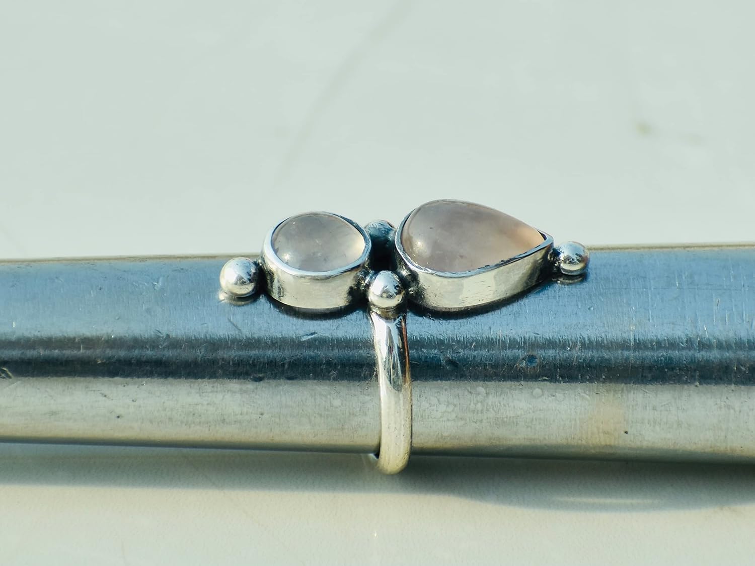 Rose Quartz Ring 925 Sterling Silver Handmade Gemstone Ring for Women Boho Statement Ring Rose Quartz Jewelry Unique Gift for Her Elegant Pink Crystal Ring