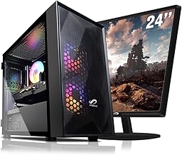 STGsivir-Gaming PC Bundle with Monitor 24'-RX 580 8G, Intel Core i7 3.4-3.9GHz-16GB RAM, 1TB SSD, 600M WiFi, BT 5.0, RGB Fan x 2, Windows 10 H64-Gaming Computer