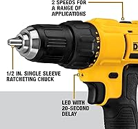 Vista 3 de DEWALT Juego de Taladro Atornillador Inalámbrico de 20V Max, 2 Velocidades, Motor de Alto Rendimiento, Incluye 2 Baterías de Iones de Litio XR