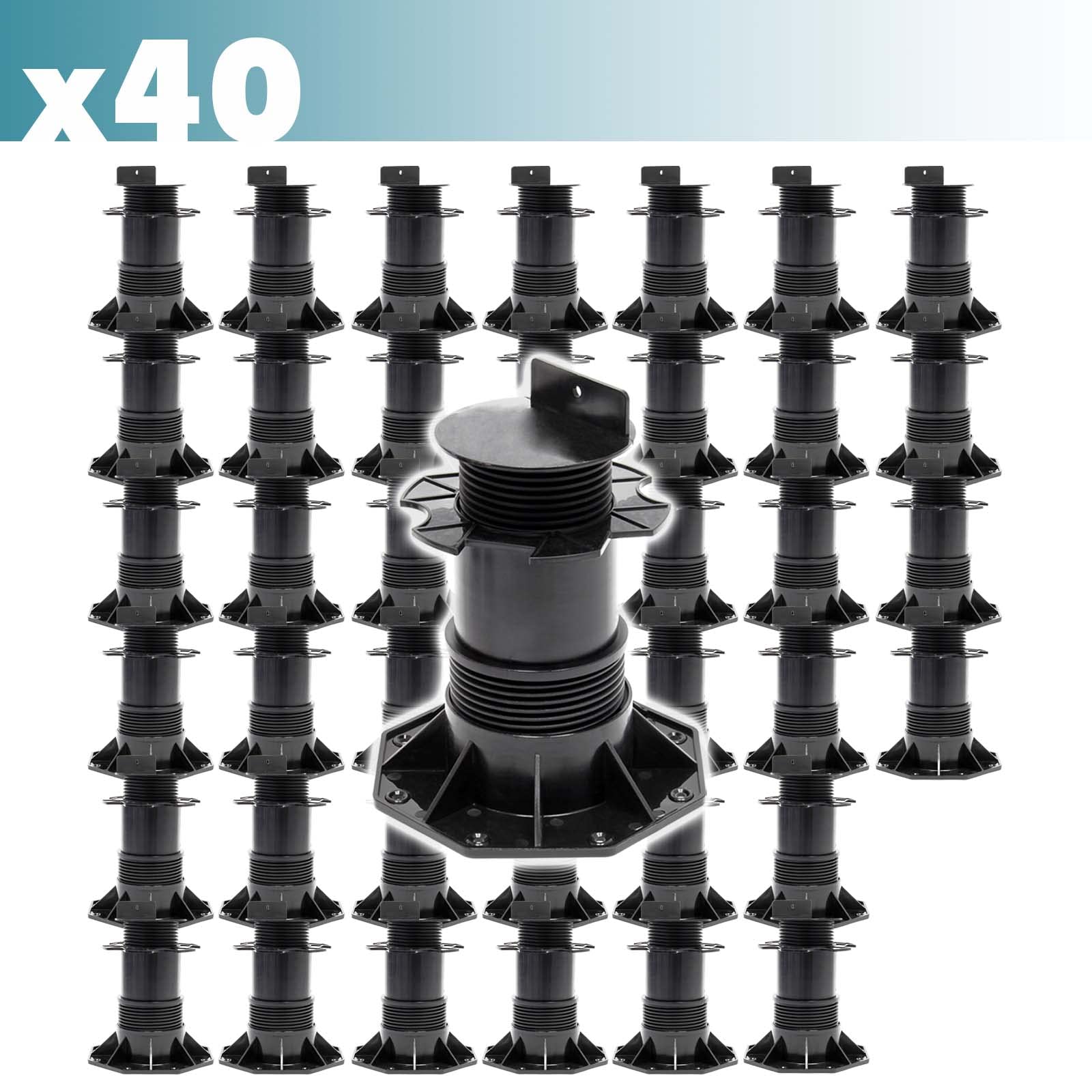 XPOtool Juego de 40 bases regulables para terraza carga máxima 2700kg ajustable en altura 140-210mm