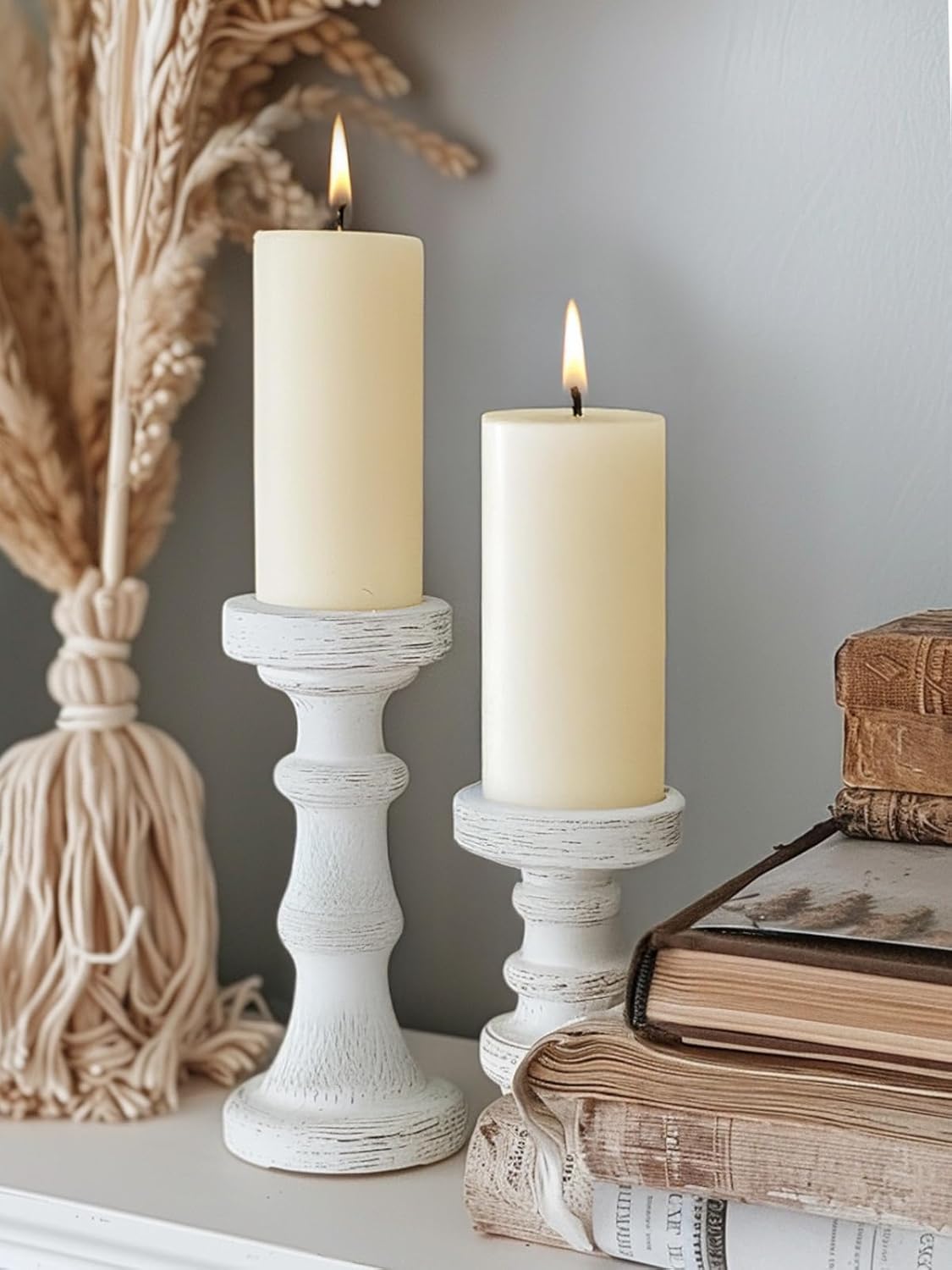 Ashlux Ivory Pillar Candles, Set of 3, 70 Hour Long Burning, Unscented and Dripless Pillar Candles Bulk, Large (3x6 inch) for Christmas Lights, Wedding, Parties,Spa,Dinner Table, Home Decor