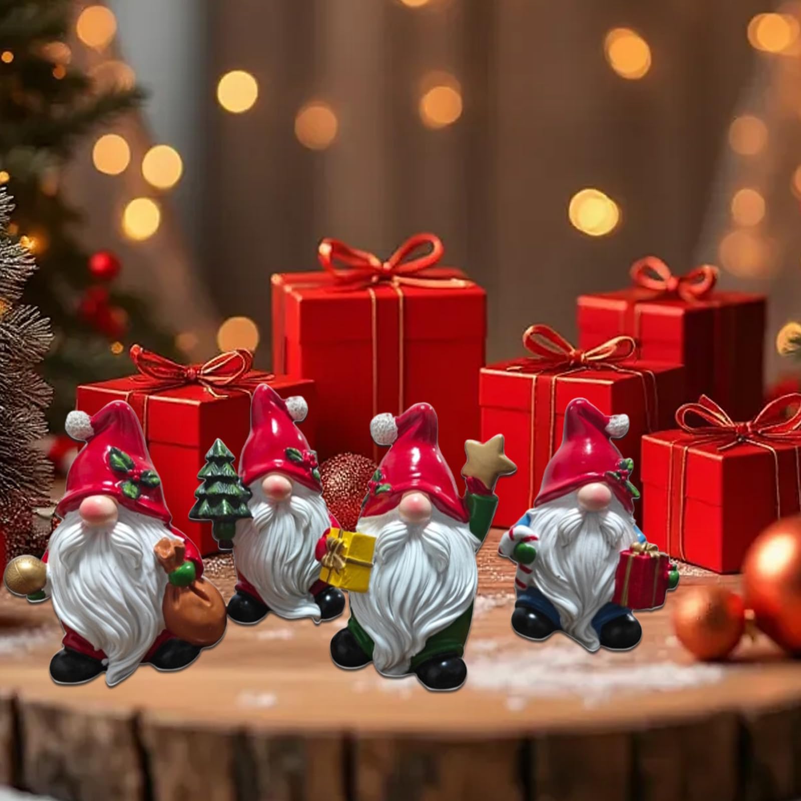 Pieza de decoración navideña Resinas no tóxicas Estatua de gnomos de Papá Noel Diseño Resistente a la Intemperie para Festivos Adorno Espacial Estatuilla de Papá Noel