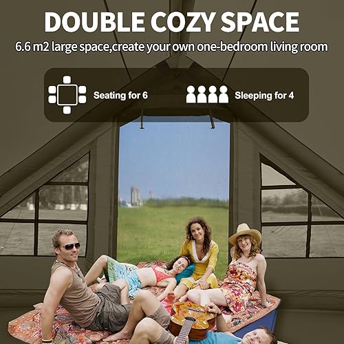 Miniatura 5 de Inflatable Tents for Camping with Stove Jack, 468 Person Easy Setup Blow Up Tents for 4 Seasons Waterproof Inflatable Hot Tent, Air Glamping Tent