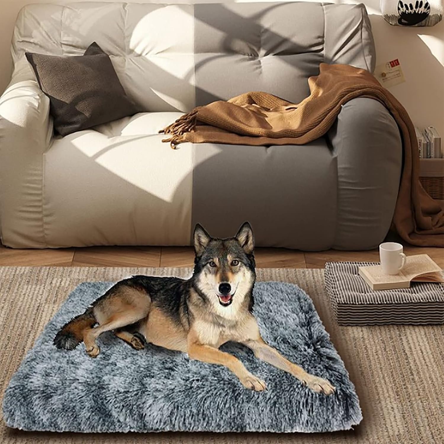 review Dog Bed for Crate, Dog Beds for Large Dogs, Cat Mat Pet Bed Plush Soft Pet Beds, Washable Anti-Slip Dog Crate Bed for Large Medium Small with Removable Cover (Color : Coffee, Size : XL)