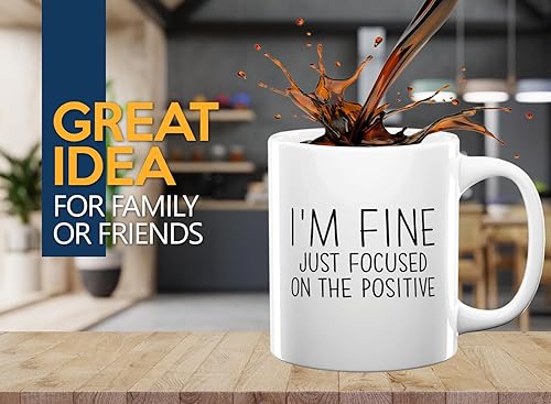 Miniatura 2 de Taza de café con texto en inglés "It's Fine I'm Fine", de 11 onzas, color blanco con enfoque en lo positivo, taza de café inspiradora para mamá,