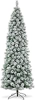 Vista 16 de Glitzhome Prelit Christmas Tree, 6ft Flocked Artificial Christmas Tree Serene Snowscape Fir with 300 Warm White Lights for Home, Office, Party