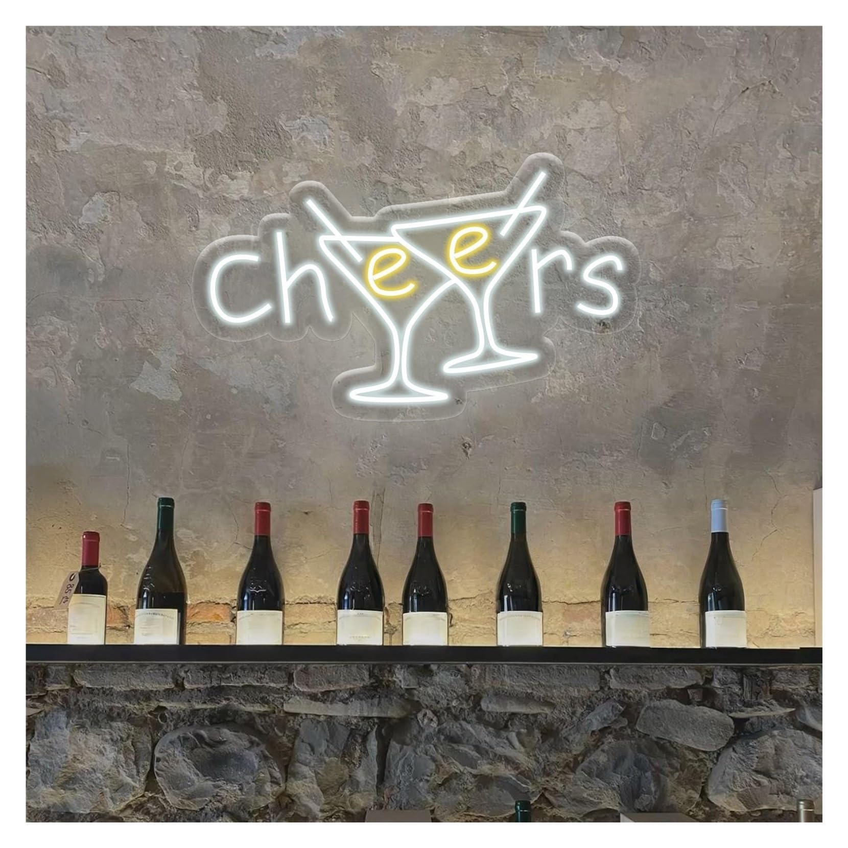 RONGCH Hanging Art Signs Cheers Neon Sign,Suitable for Cafe Bar Home Wall Decor with Dimmable 23cmx40cm(A)