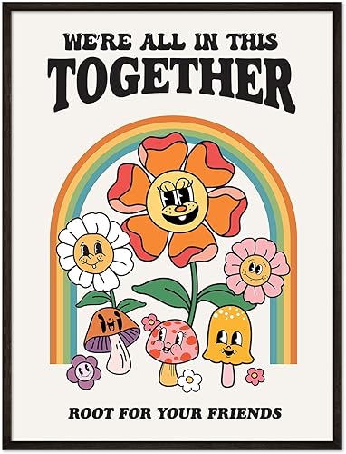 Miniatura 5 de Póster de flores retro, arte de pared hippie groovy, póster retro de los años 60 y 70, arte de pared con cita positiva, bonita decoración de