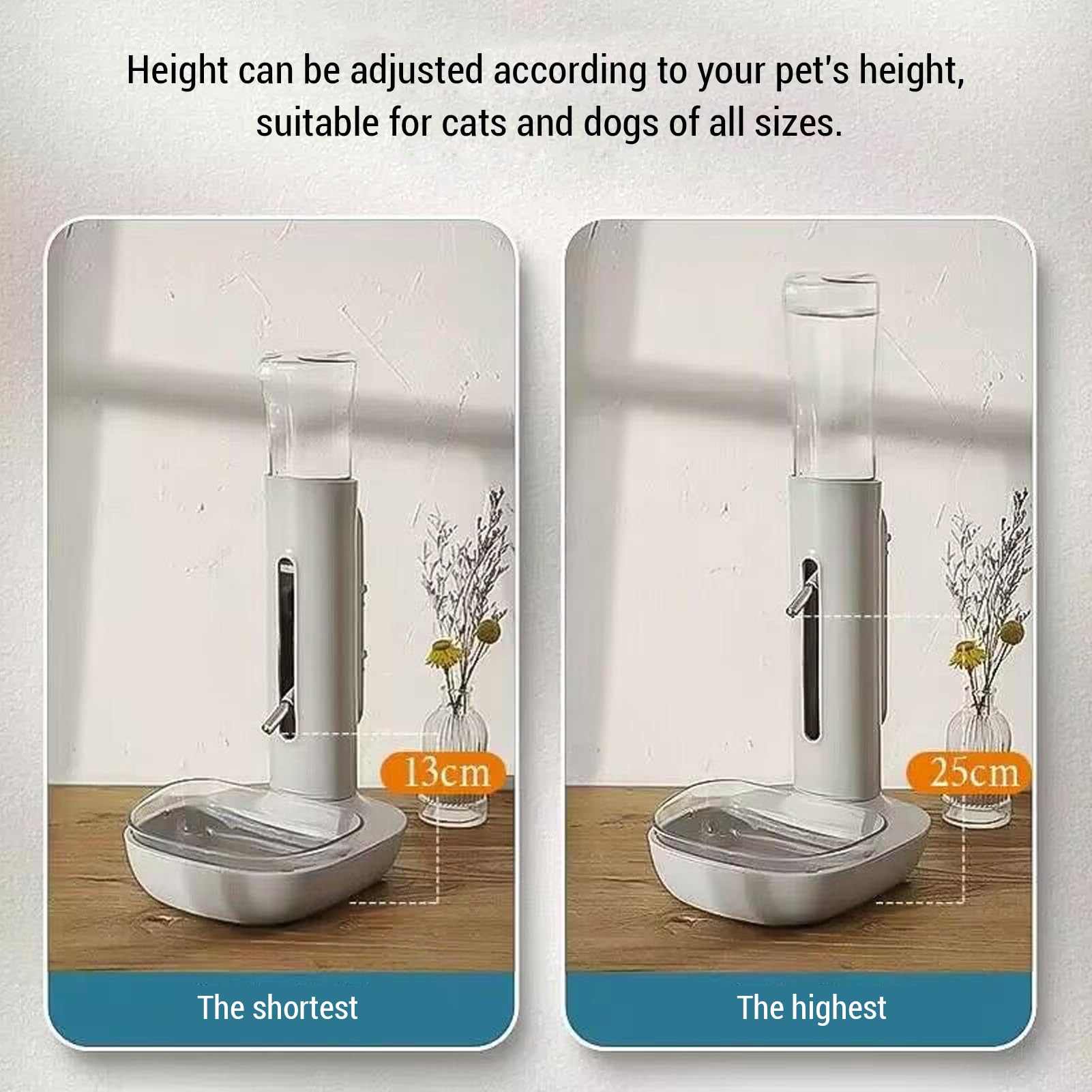 Dispensador De Agua De Pie para Mascotas, 680ml Alimentación Automática De Agua Altura Ajustable Comedero De Pie para Gatos Y Perros Bebedero De Botella Comedero Colgante (Gray)