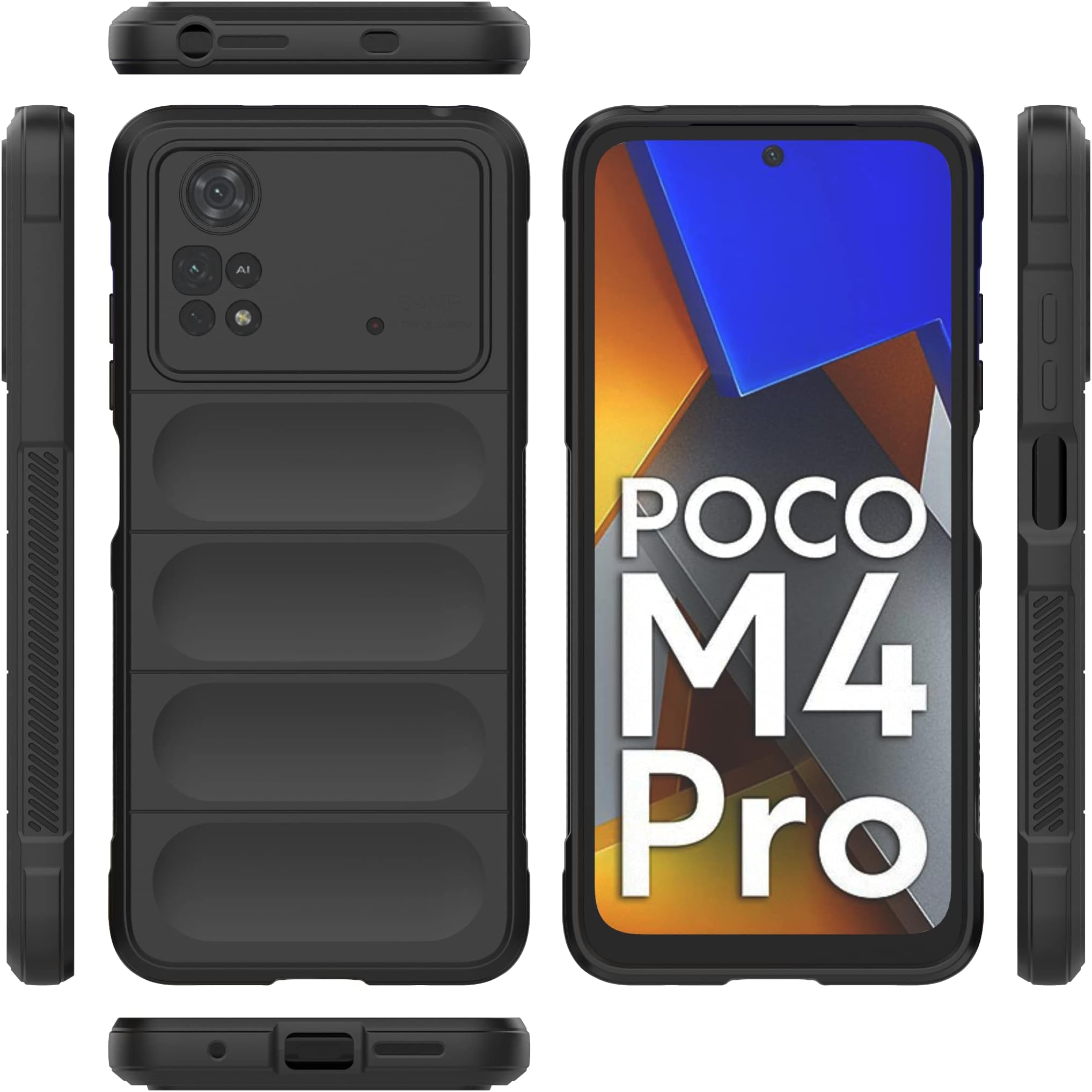 Case for Xiaomi Poco M4 Pro 4G Case Cover,TPU Mobile Phone Soft Case for Xiaomi Poco M4 Pro 4G MZB0B5VIN 2201117PI 2201117PG Case Cover Black