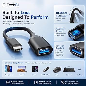 USB C to USB Adapter Pack of 2, USB 3.0 Female to Thunderbolt 4/3 Adapter Compatible with MacBook Pro Air 2024, Surface, iPad, iPhone, Galaxy Notebook, XPS and More Type C Devices, Black