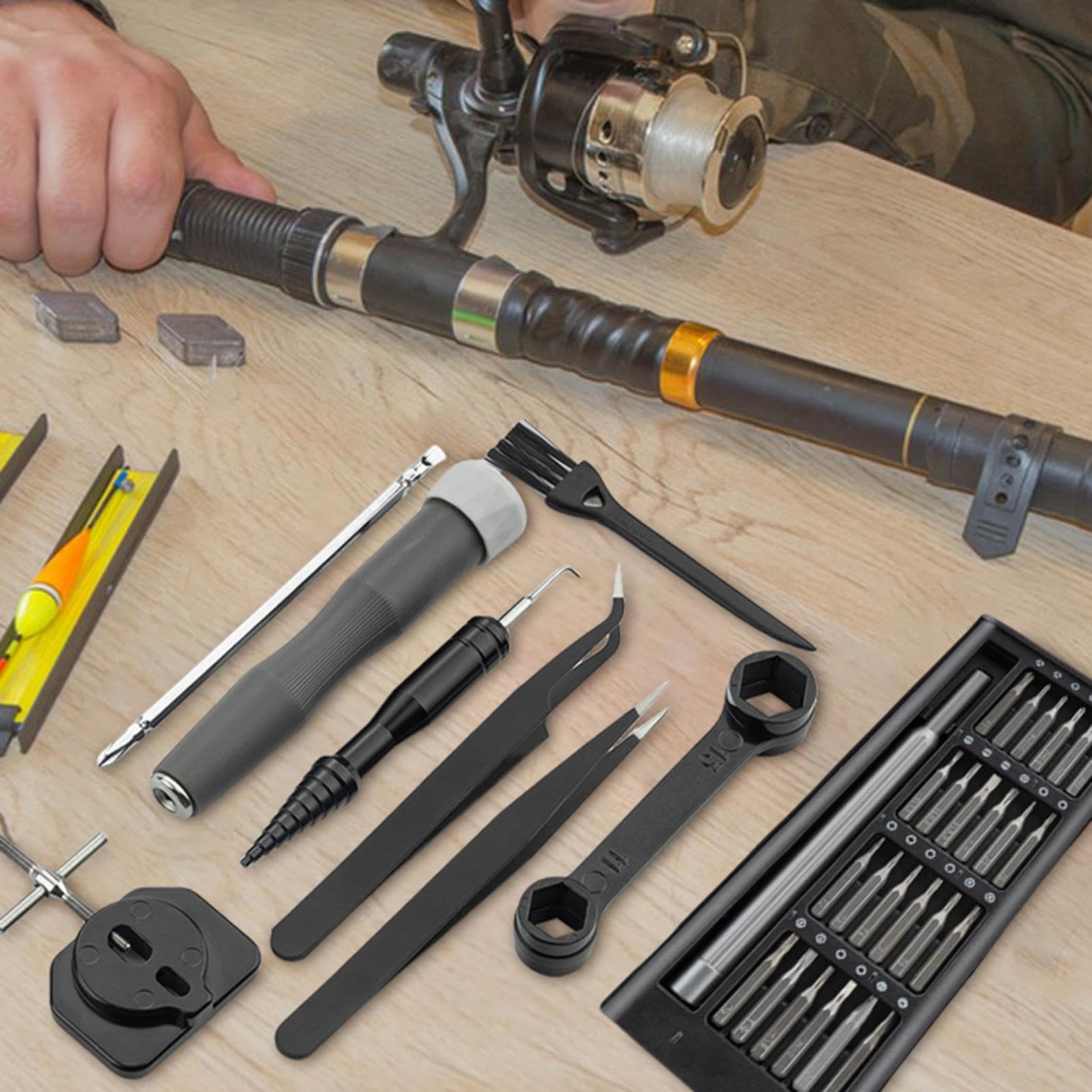 Kit d'entretien de moulinets de pêche - Kit d'outils de pêche multi-usages | Kit de nettoyage de moulinet pratique | Construction robuste, réparation d'entretien, outil d'entretien