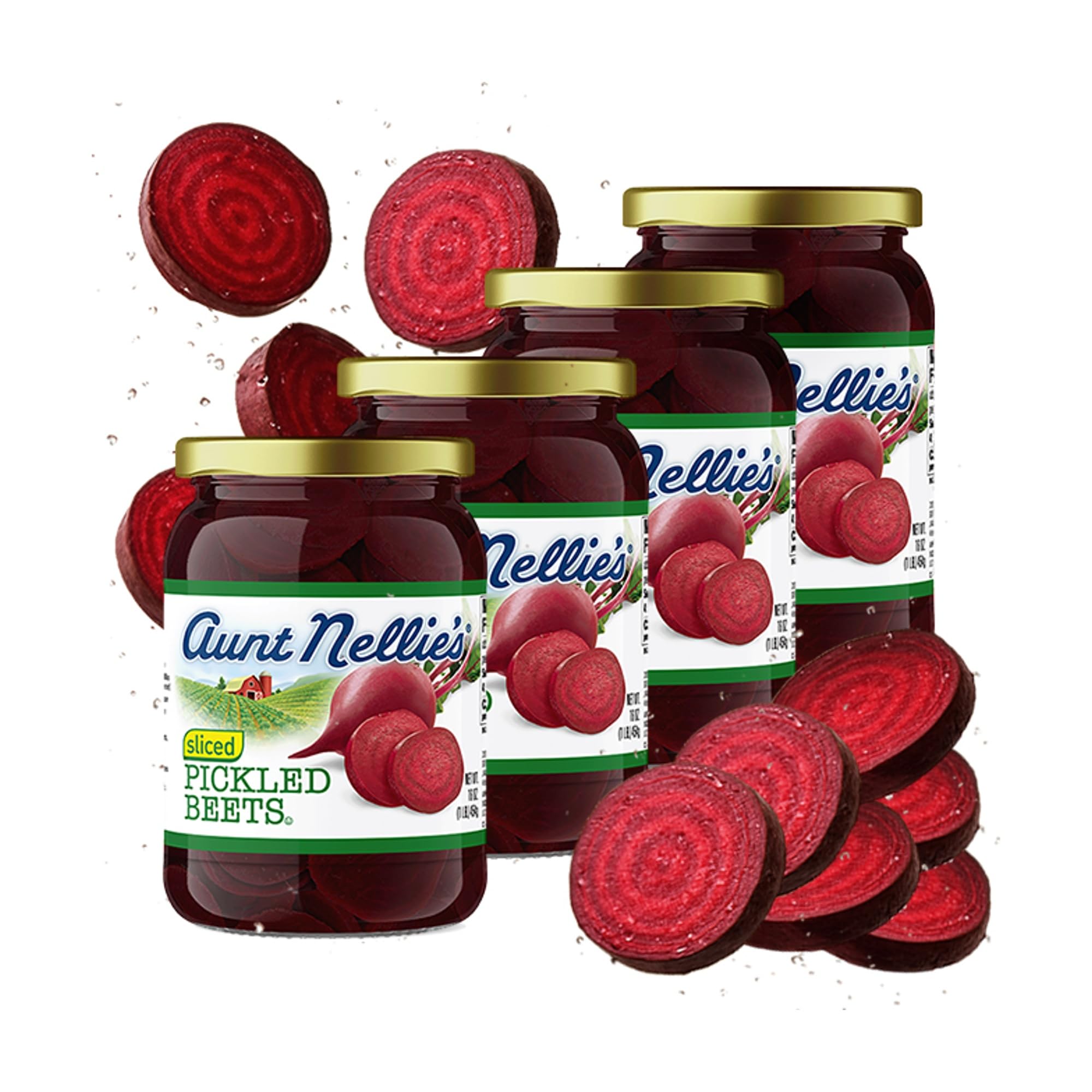 Aunt Nellie’s Sliced Pickled Beets | Tangy, Earthy, Sweet and Delicious | Deep Vibrant Ruby Red-Purple | Grown & Made in USA | Smoothies, Salads, Side Dishes (16oz, 4-Pack)