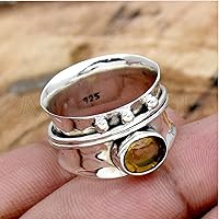 Vista 4 de Citrine Spinner Ring, 925 Sterling Silver Ring, Spinner Ring For Women, Handmade Ring, Promise Ring, Fidget Band Ring, Citrine Ring, Minimalist