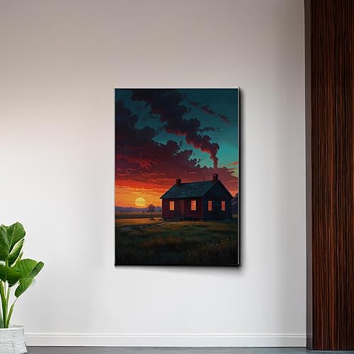 Miniatura 6 de Canvas Print Farmhouse On The Prairie Rustic Farmhouse Wall Art Framed Canvas Print Synthwave Rustic Mashup Art Watercolor print Canvas, Decor