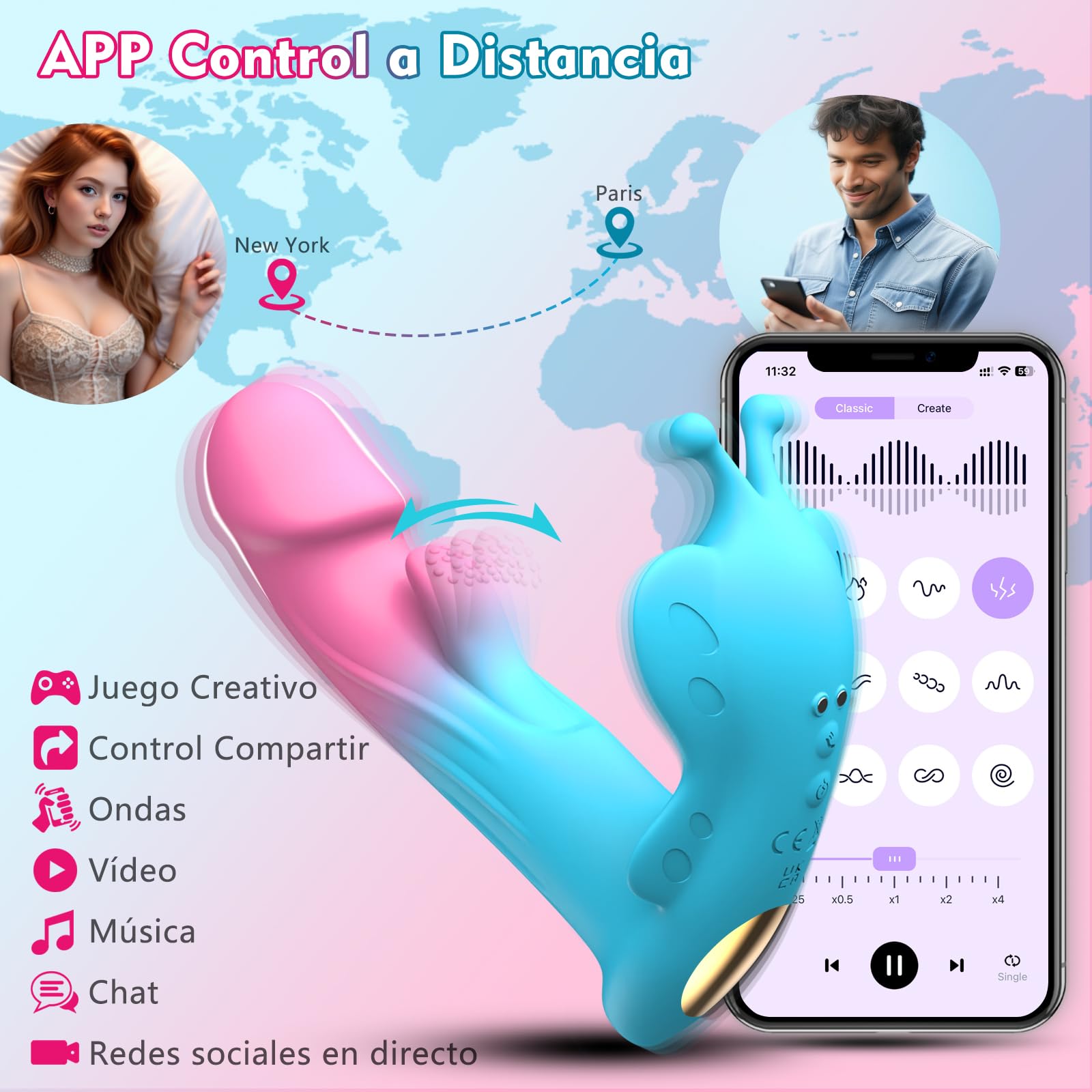 Vibrador Mando Distancia Juguetes Eróticos para pareja Sexuales - Vibradorador Mujer Juguetes Eróticos con 10 Modos de Pulsación & Vibración, Vibrador Control Remoto APP Vibradorador Clítoris Sex Toy