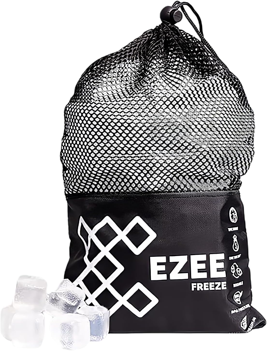 Reusable Ice Cubes for Coolers - Mini Freeze 3.5 lb Bag, 110 Clear Ice Cubes Use in Drinks, Lunch Boxes, Fishing, Refreezable Party Ice, Ice Bath