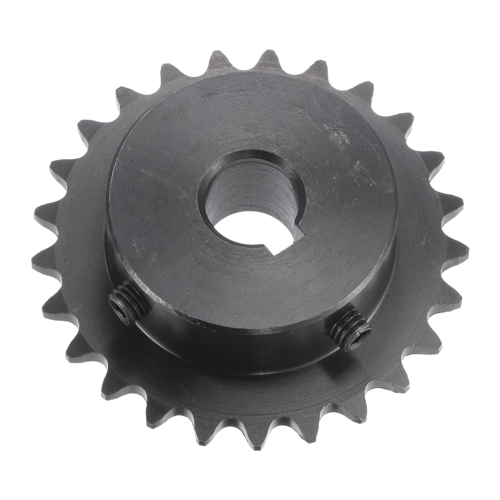 Pignon Alésage 12mm Rainure Clavette 24 Dents Pignon Type B Unique Brin 1/4 Pas, 12mm Alésage Noir Pignon Acier C5 Noir
