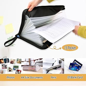13 Pocket Zipper Expanding File Folder A4 Blue Marble