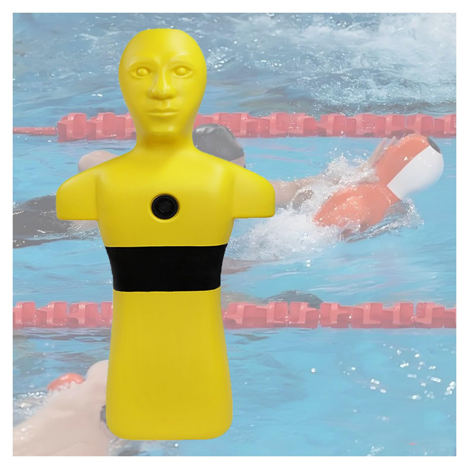 Maniquí de ahogamiento amarillo para prácticas de socorristas en playas y piscinas