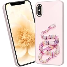 for iPhone Xs Case,Dual-Layer Hybrid Phone Cover with Military-Grade Protection, Durable Shockproof & Anti-Scratch Design, Non-Slip Grip, Pink Snake Art