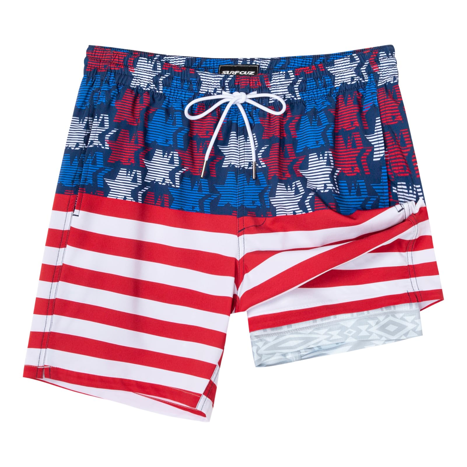 Mens Swim Trunks with Compression Liner Swim Shorts 7" Swimming Trunks Stretch 7 Inch Swim Suits Quick Dry