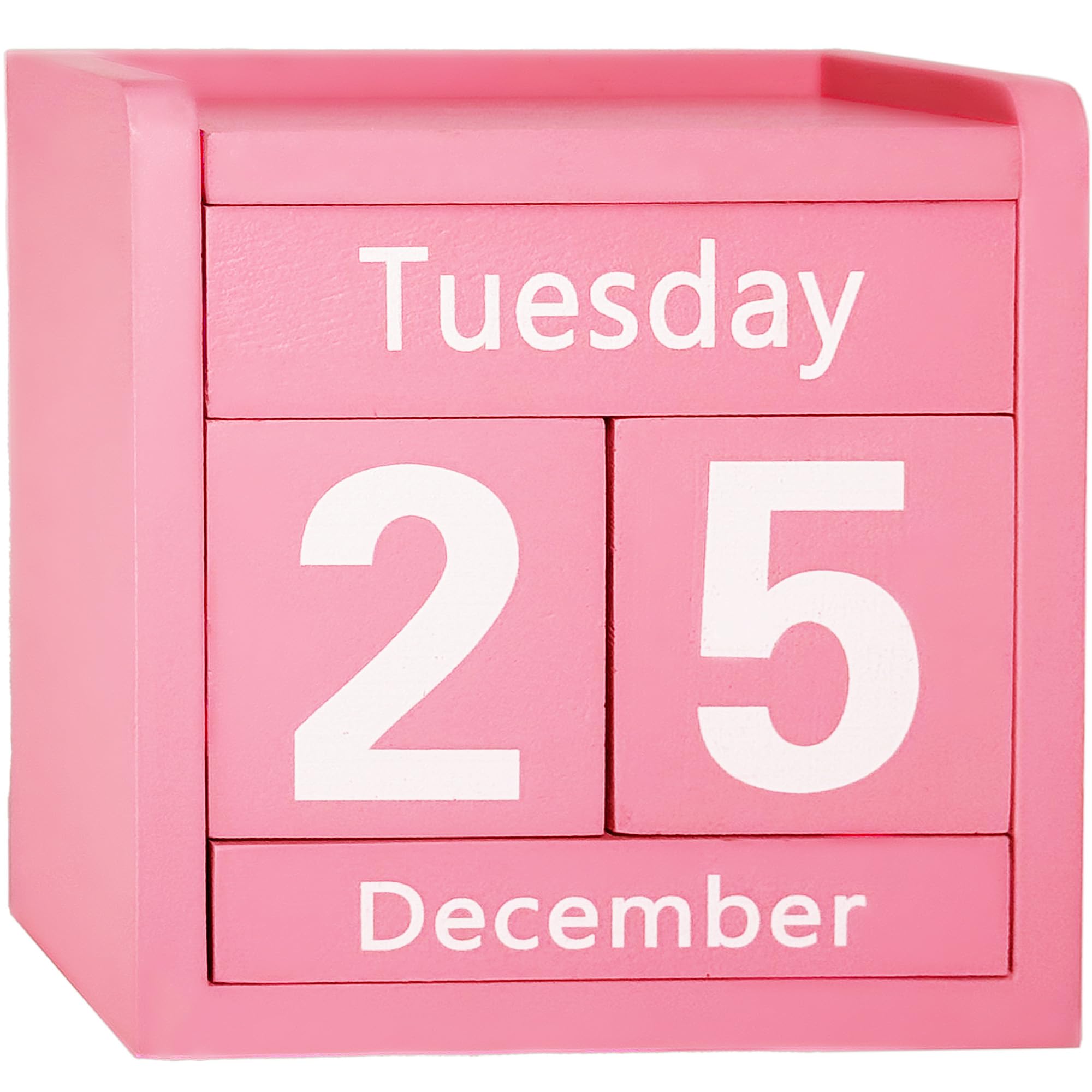 Wooden Block Calendar Perpetual Desk Calendar for Office Classroom Accessories Modern Farmhouse Bookshelf Cubicle Home Decor (Cute Pink) — image 1