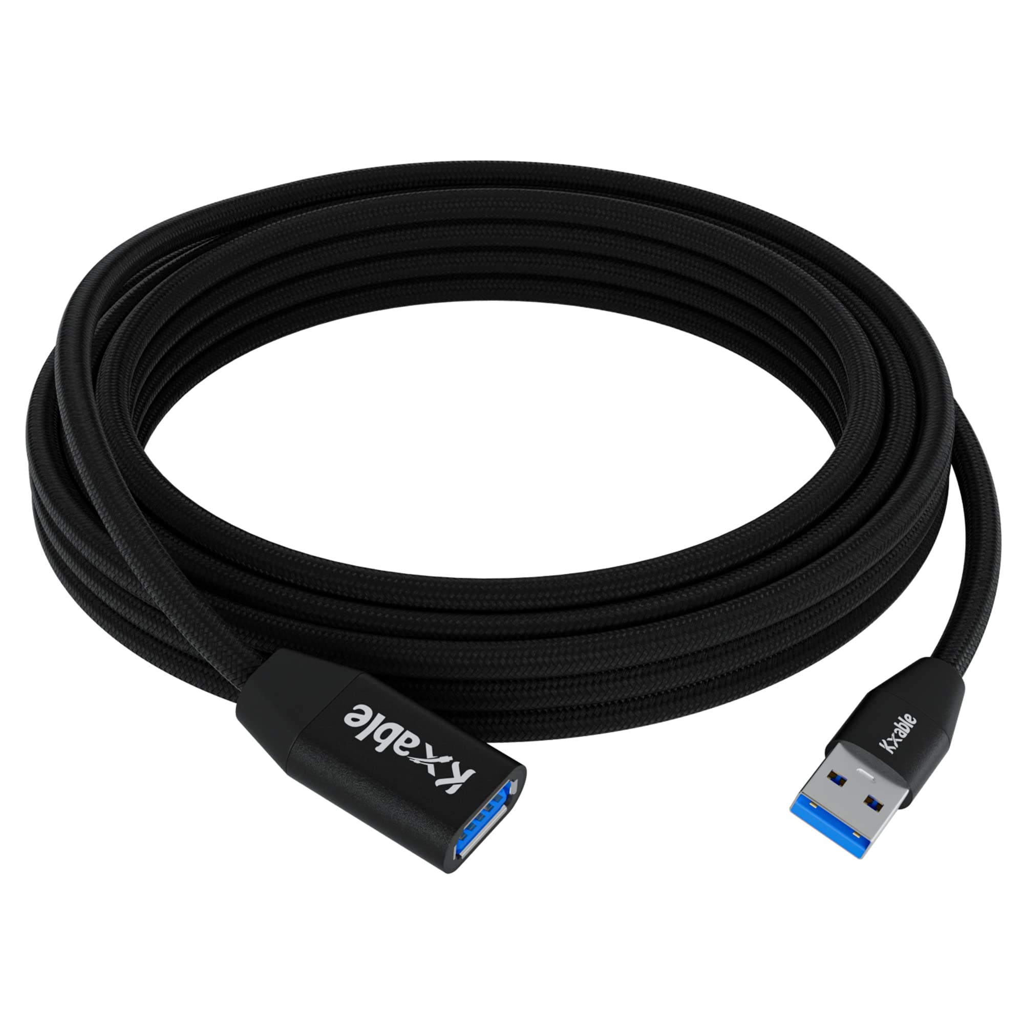 USB 3.0 Verlängerungskabel, 3 m, Typ A Stecker auf Buchse, Verlängerungskabel, Nylon geflochten, 5 Gbit/s Datenübertragung, kompatibel mit Webcam, Kamera, USB-Hub, Flash-Laufwerk, Festplatte