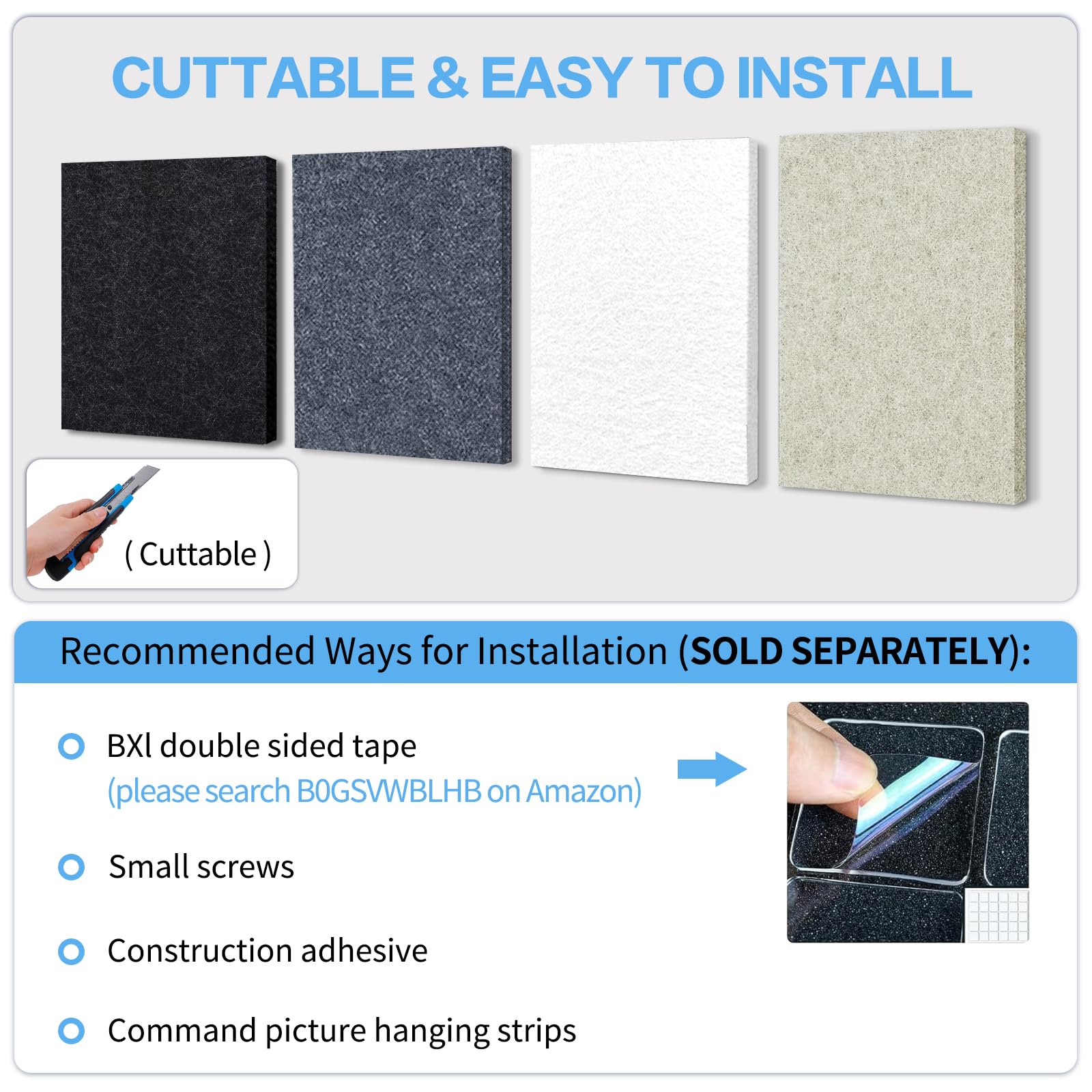 BXI Sound Absorber - 31.5 X 23.6 X 3/8 Inches 6 Pack High Density Acoustic Absorption Panel, Sound Absorbing Panels Reduce Echo Reverb, Tackable Acoustic Panels for Wall and Ceiling Acoustic Treatment