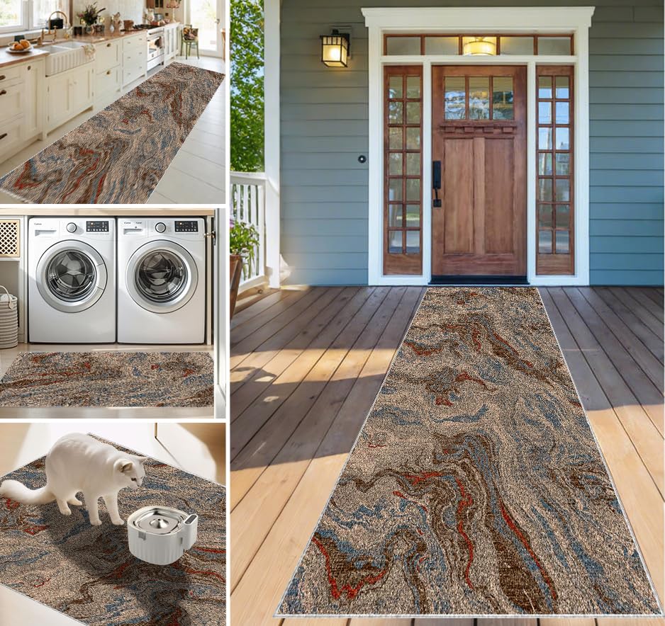 Tapis de couloir pour cuisine et bureau lavable et antidérapant