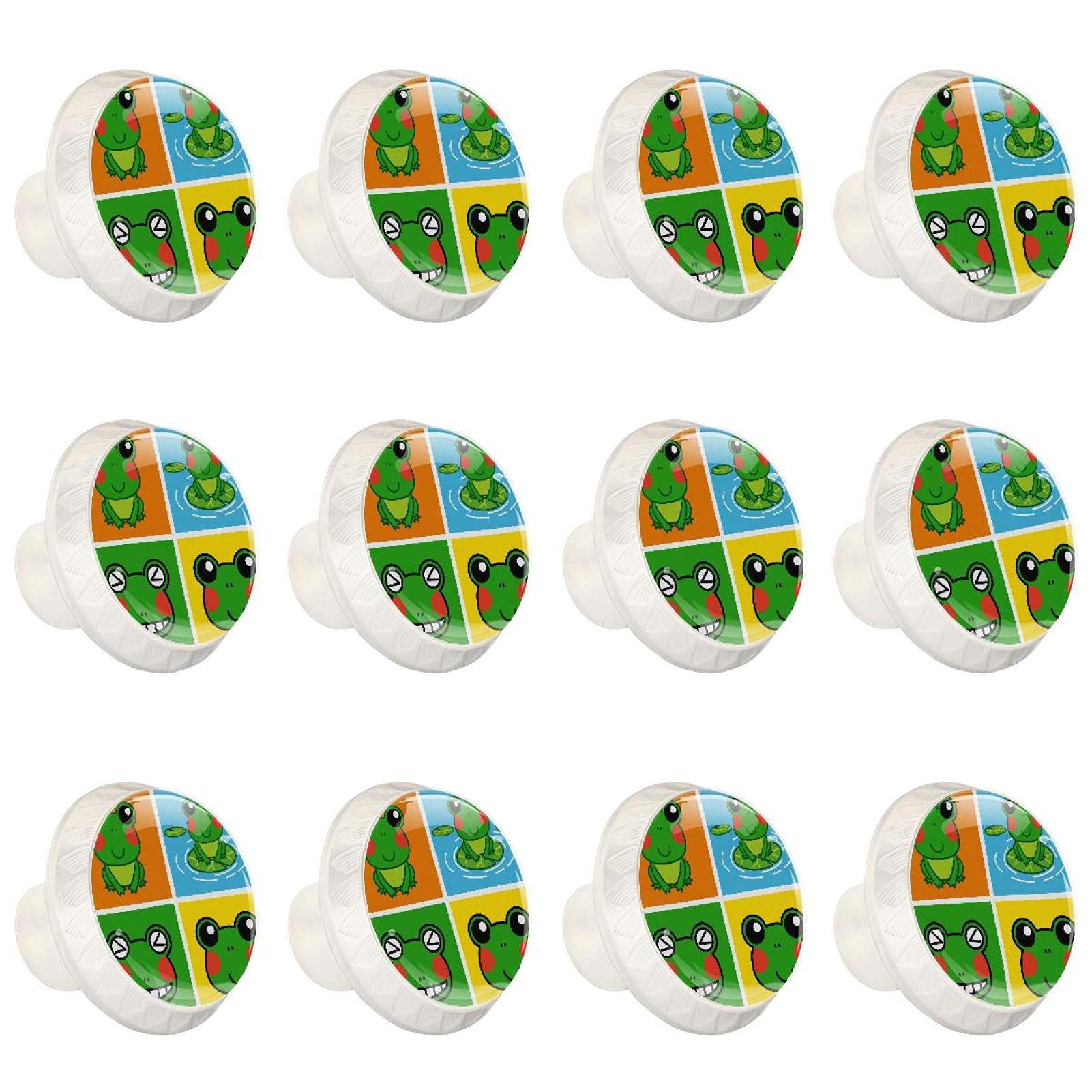 Boutons d'armoires de cuisine ronds en lot de 12 poignées motif grenouille