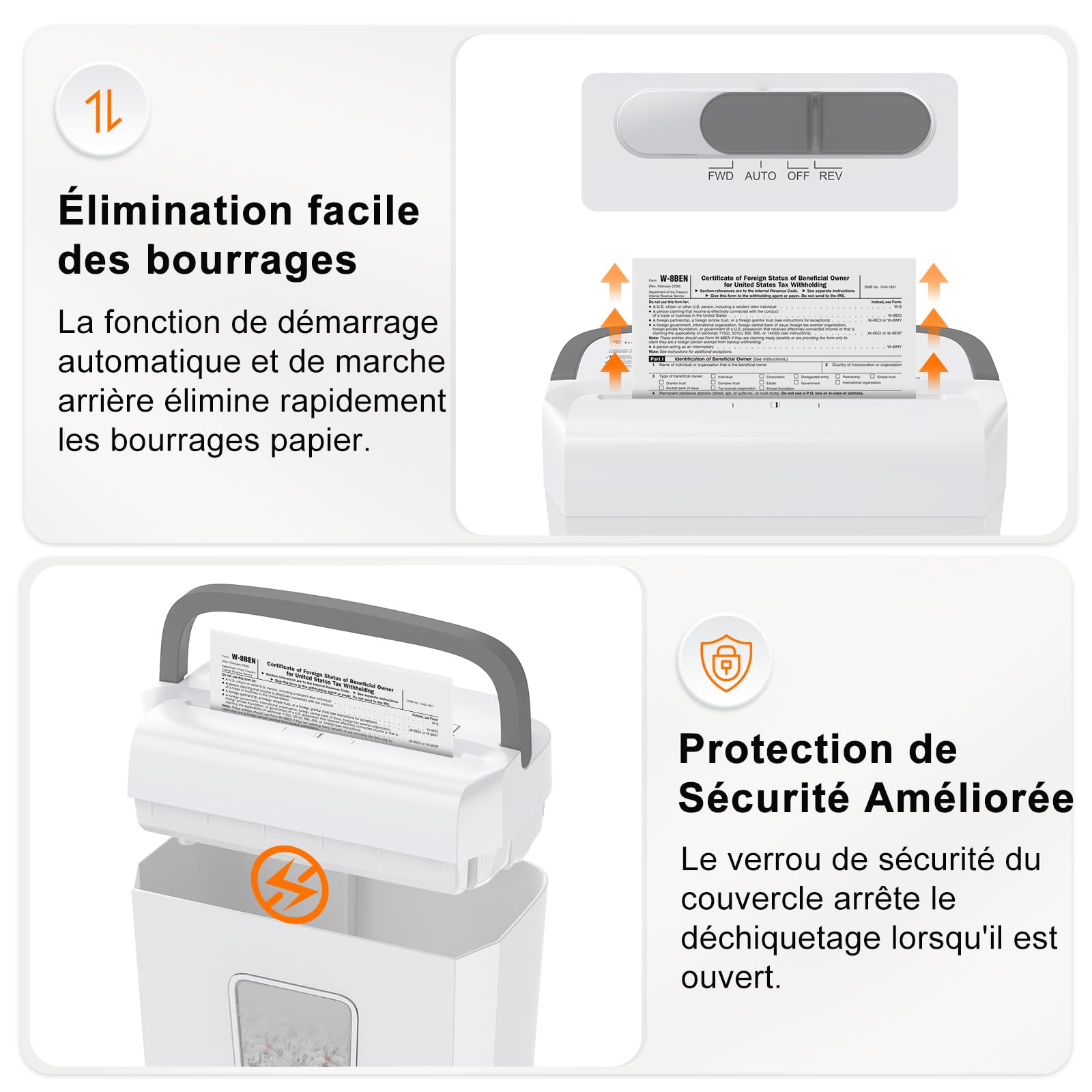 Bonsaii Destructeur de Documents, Broyeur 8 Feuilles, Coupe Croisée 5x18mm, Sécurité P-4, Déchiqueteuse pour Cartes & Trombones, Protection Surchauffe, Bac 13L pour Bureau & Maison, C277-C