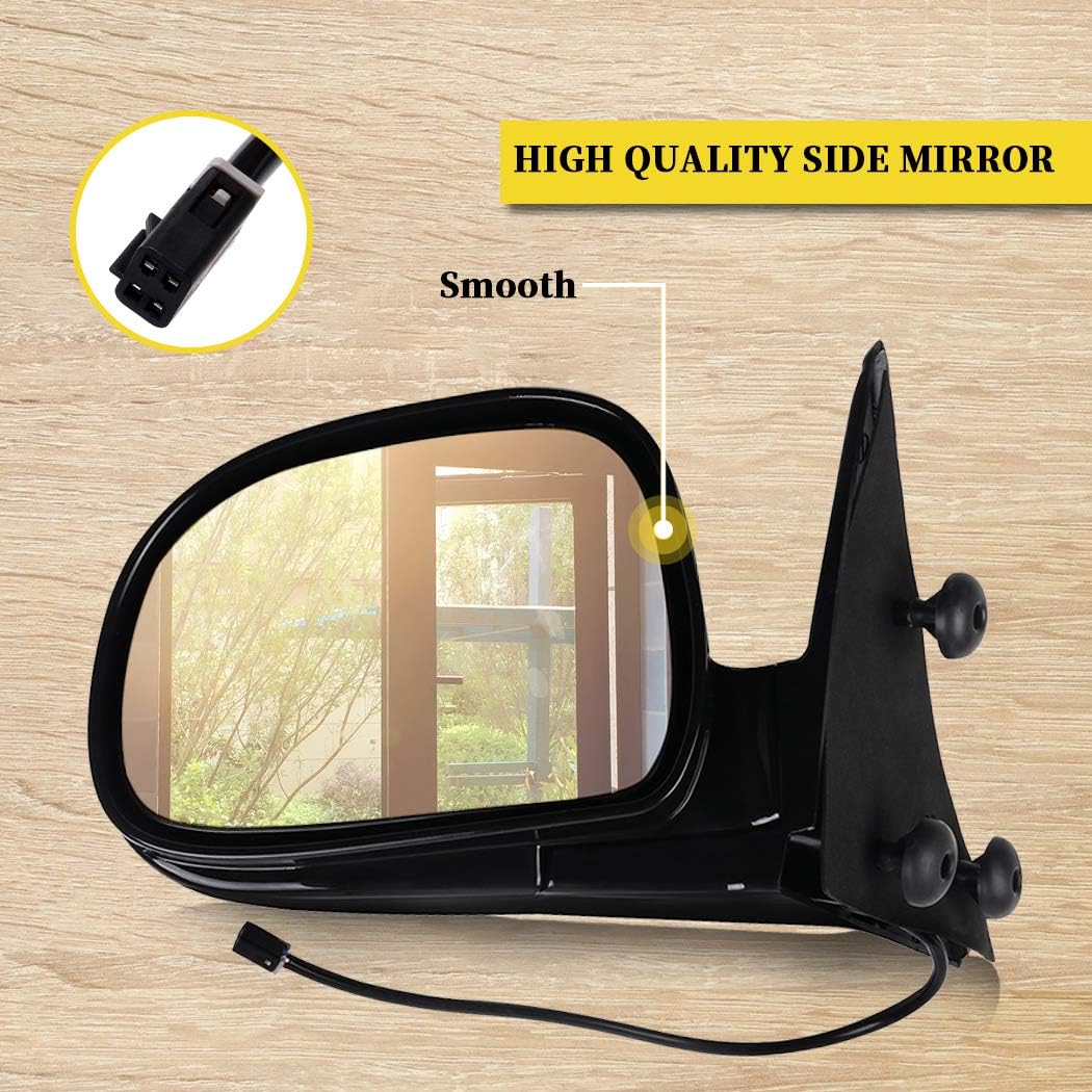 OCPTY Black Left Side Mirror Fit For 1994-1998 For Chevy S10 Smooth Mirror Glass Manual Fold Non-Heated