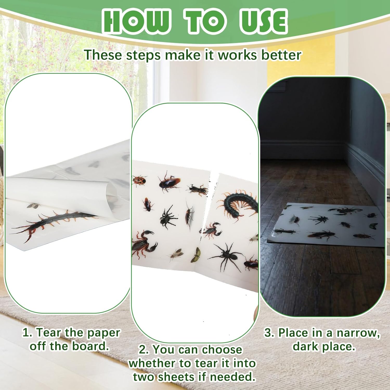 Qualirey 30 Pcs Cricket Traps Indoor Roach Mouse Insect Sticky Traps Large Non Toxic Ant Bug Spider Glue Boards with Printed Insects for Kitchen Bathroom Garage, 5.12 x 8.27 Inches(Perforated Style)