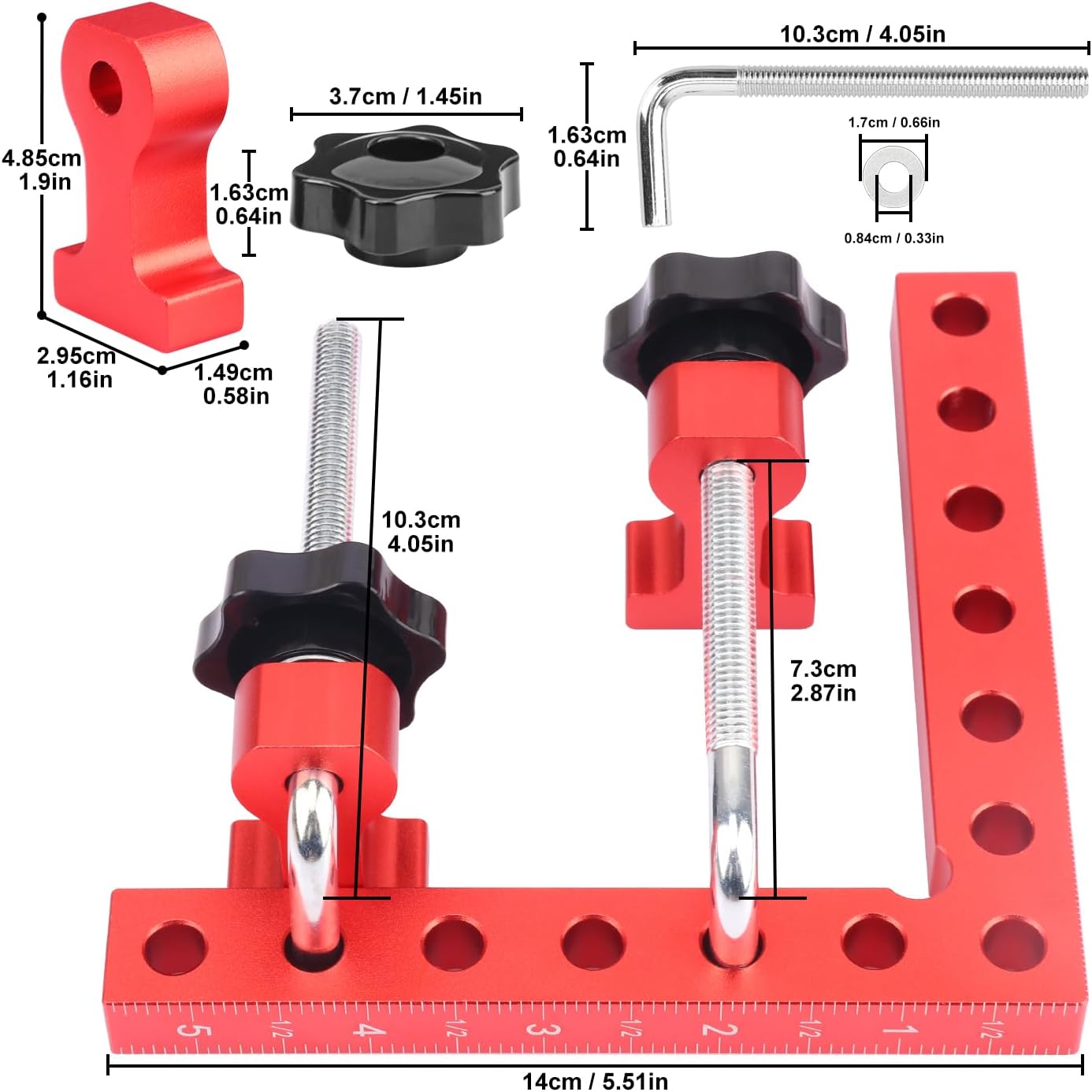 4 Pack 5.5"x5.5" Corner Clamps for Woodworking, Aluminum Alloy 90 Degree Right Angle Clamp, Positioning Clamping Squares Carpenter Tool for Boxes, Cabinets, Drawers & More Woodworking