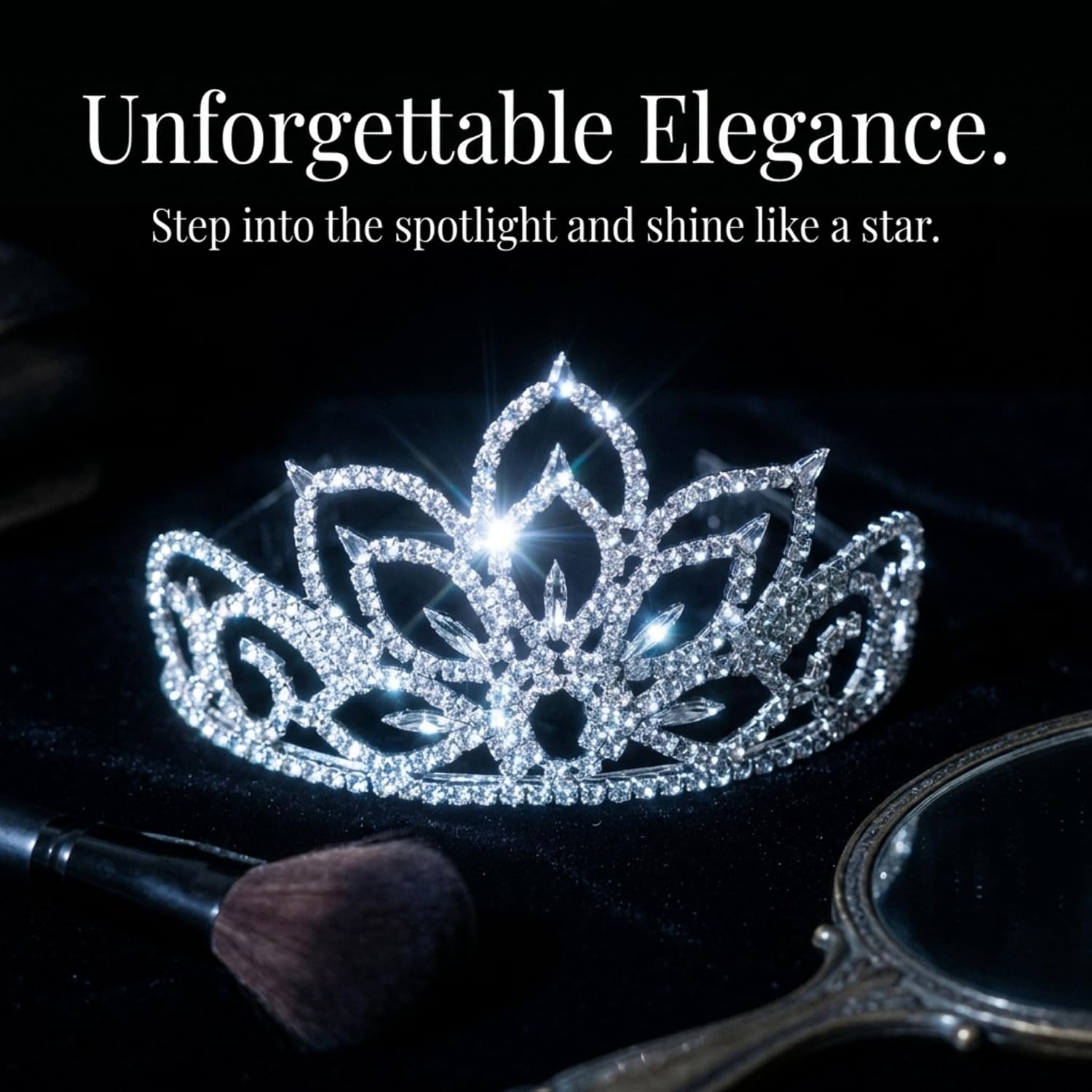 Anderson's Falling Star Rhinestone Tiara, Sparkling 3-Inch Silver Crown with Intricate Clear Faux Diamonds, Adjustable Band & Comfort Combs, Perfect for Winter Formals, Proms, Pageants, Weddings & Homecomings