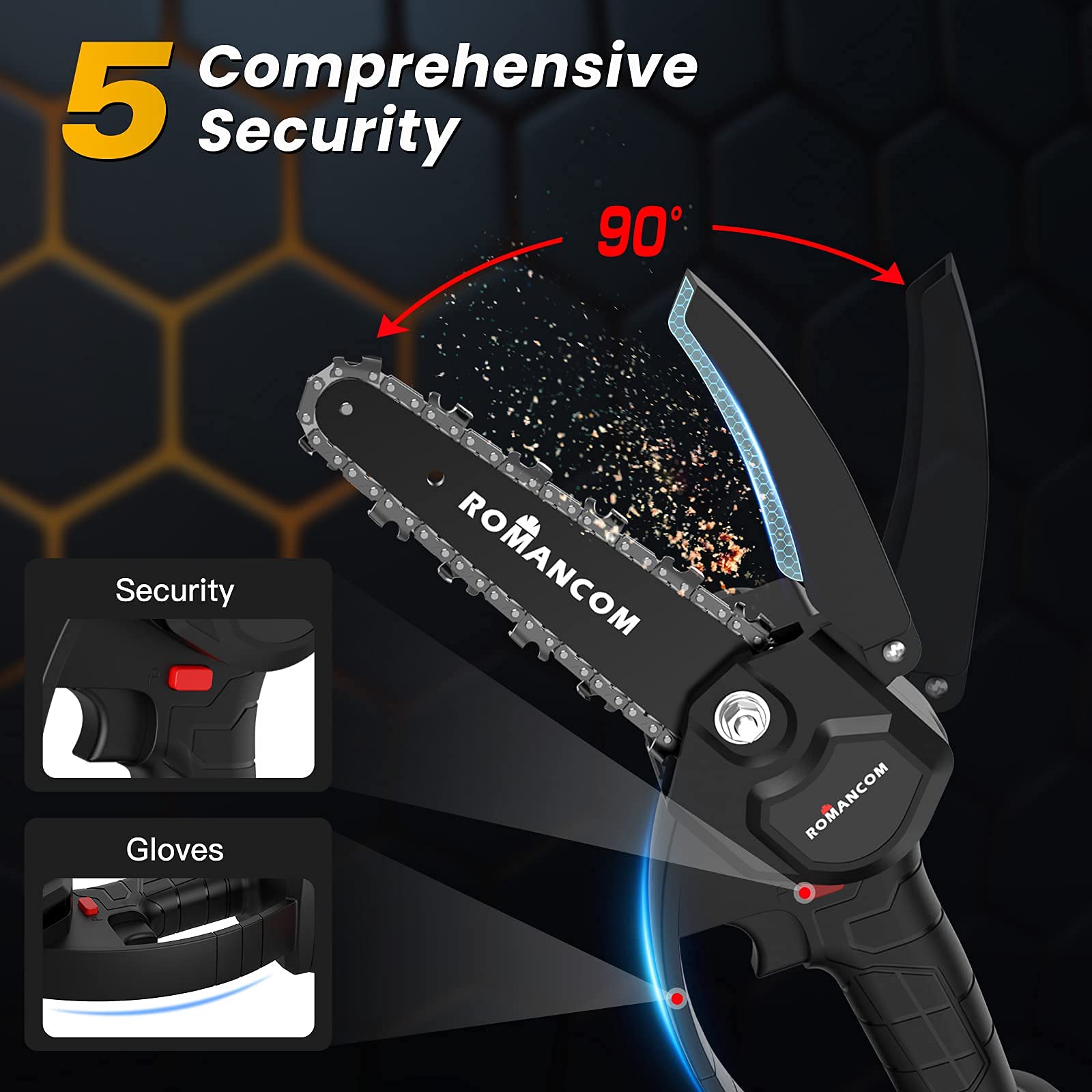 Mini Chainsaw,6 Inch 4 Inch Portable Cordless Electric Chainsaw with 2 Batteries and